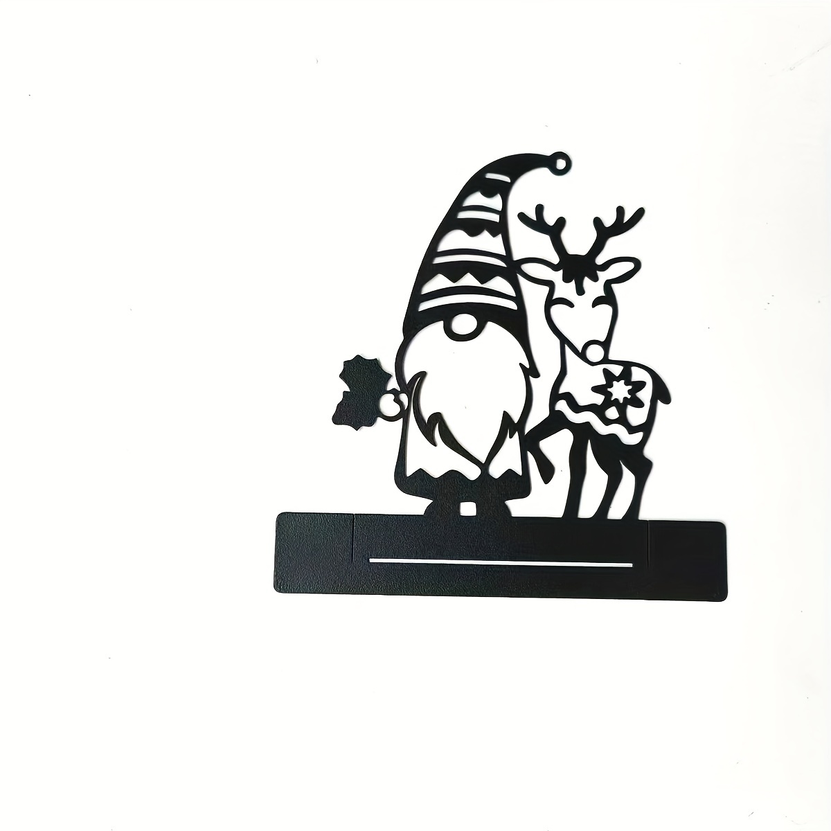 Image of 1pc Diy Christmas Metal Ornament - & Reindeer Design, Handcrafted Tabletop Decor For , Outdoor Christmas Decorations