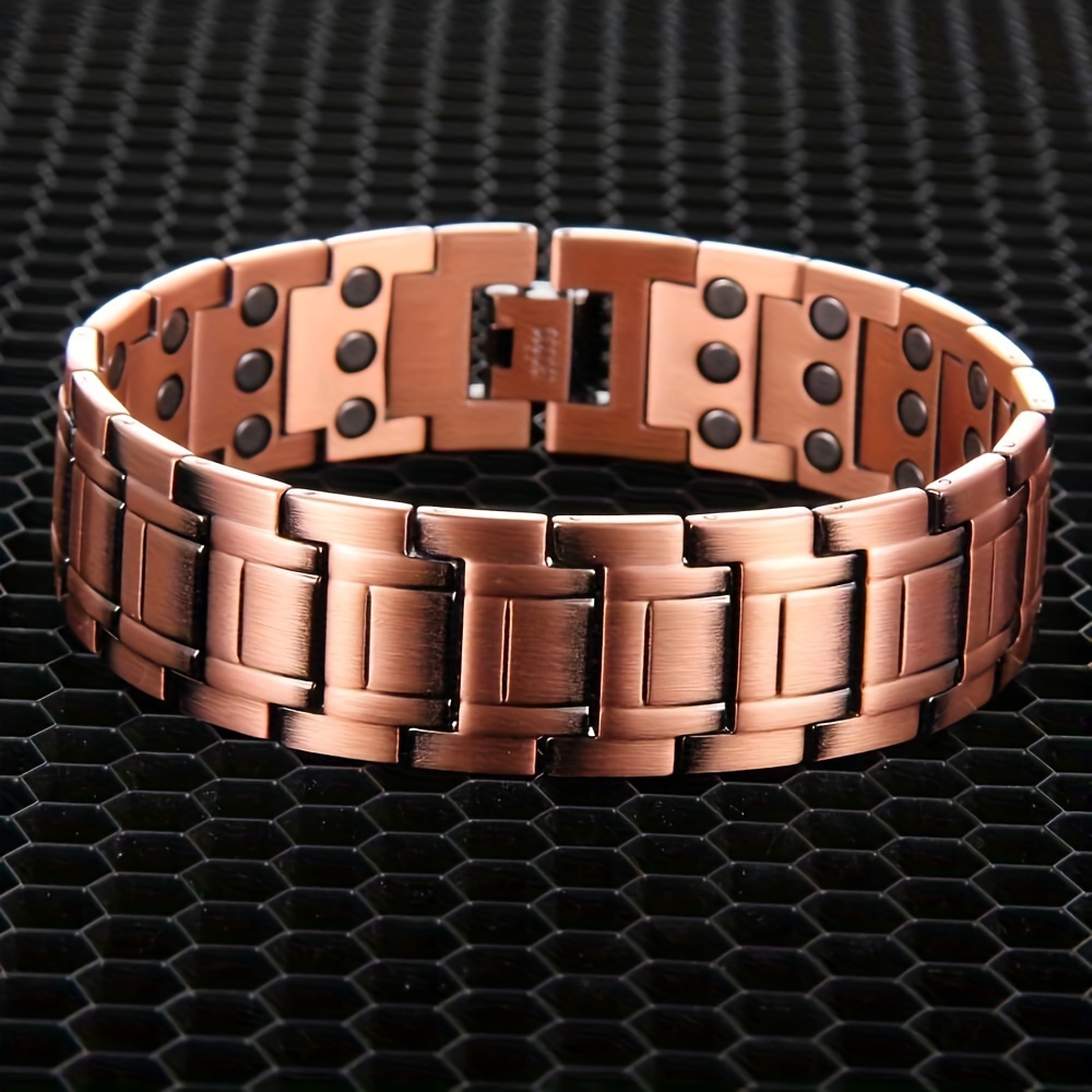 

Adjustable Copper Magnetic Bracelet For Men - Hypoallergenic, Solid Form, Perfect Gift With Sizing Tool