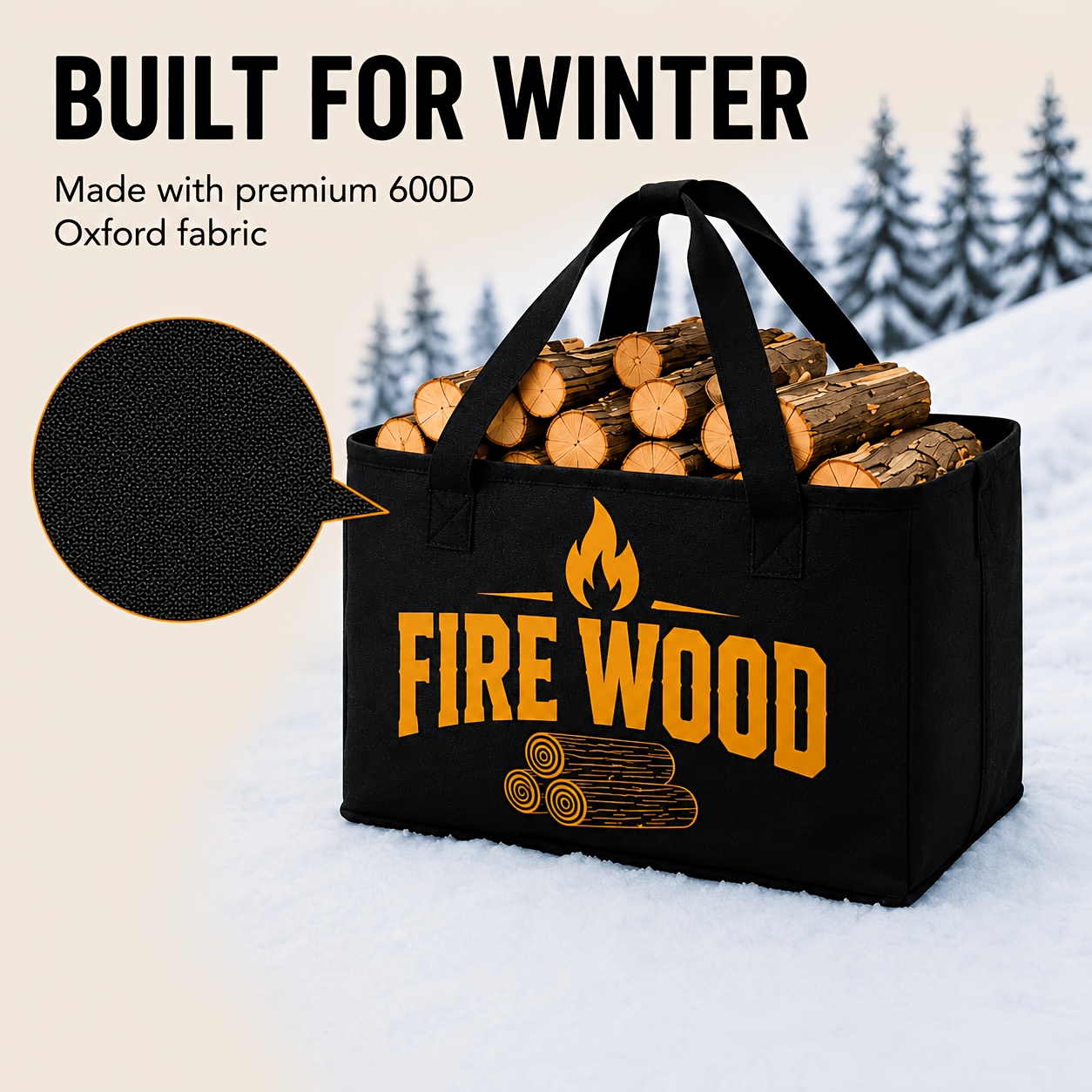 TEMU Large Capacity Outdoor Firewood Carrying Bag, Sturdy Handle For Fireplace, Fire Pit & Camping Outdoor Use