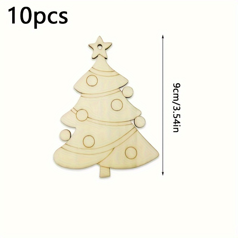 TEMU 10pcs Adornos de Árbol de Navidad de Madera DIY - Manualidades para Pintar y Dibujar, Perfectos para Decoraciones de Fiestas Navideñas y