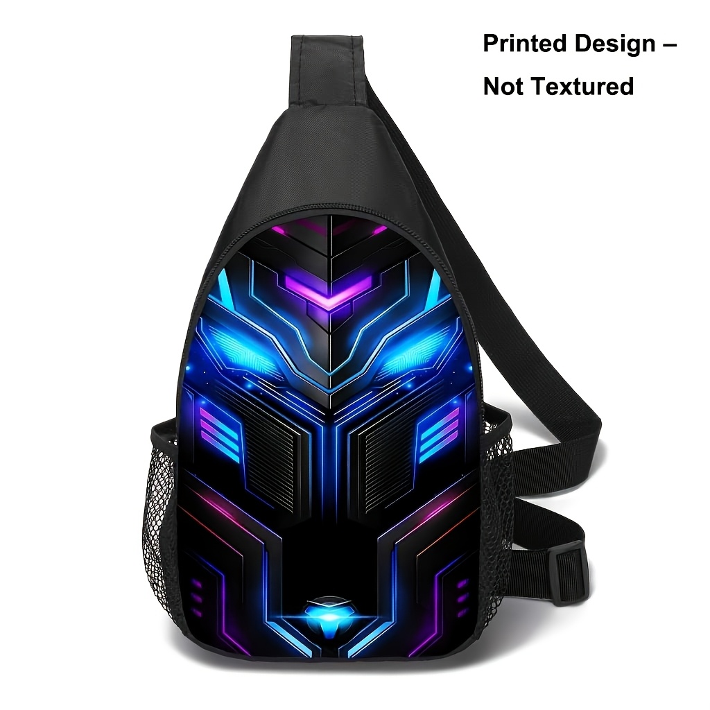 TEMU Printed Design – Not Textured, Cool Printed Pattern Men's Chest Bag, Outdoor Sports Crossbody Bag, Phone Earphone Wallet Organizer, Trendy