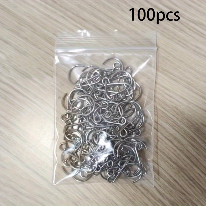 Image of 100pcs Hooks, Multi-functional Metal Hooks, Personalized Pendant Wall Decoration Crystal Wind Chime Hanging Additions, Furniture Hooks, Curtain Hooks, Home Decor Hooks