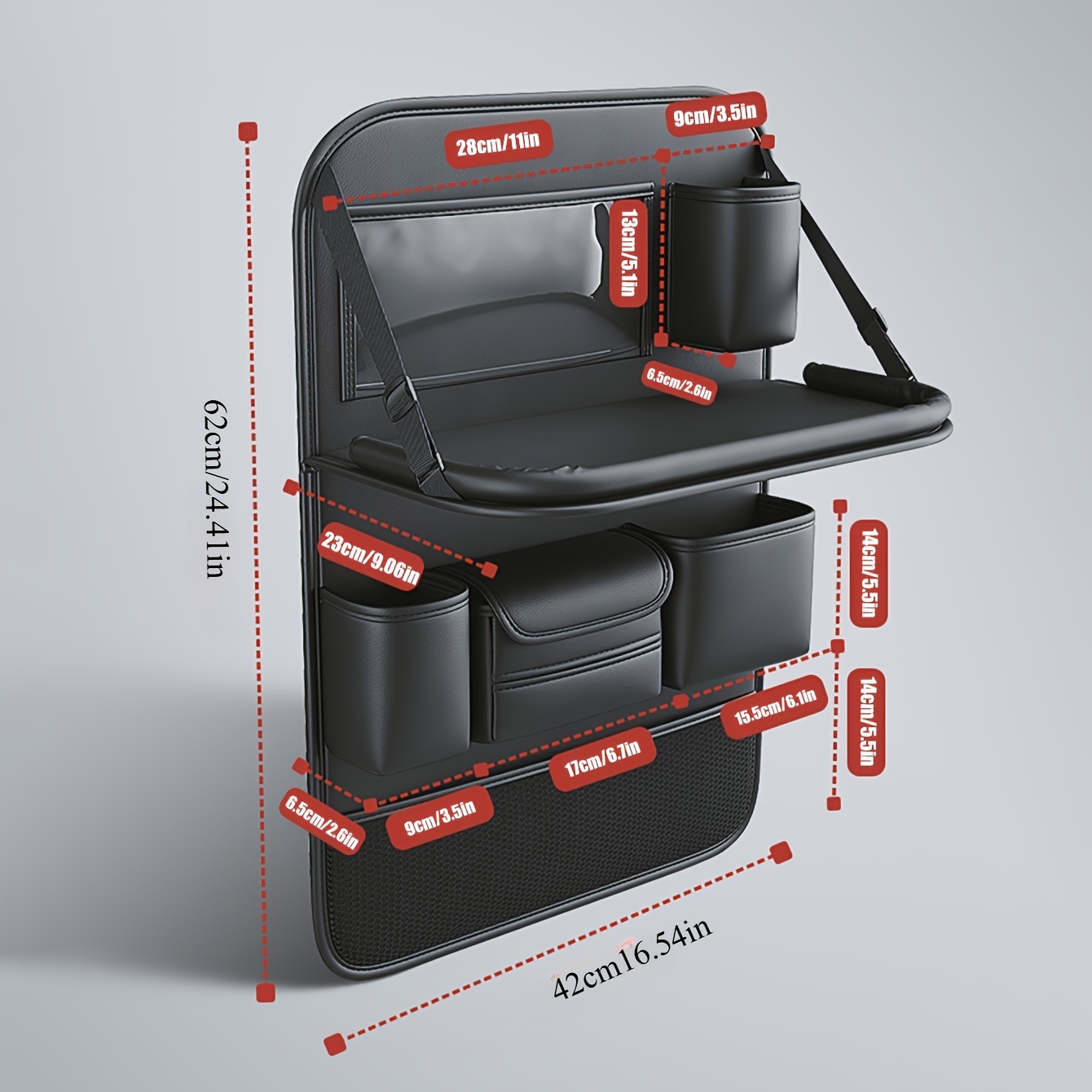 TEMU [4041 Storage Bag] Car Chair Back Storage Bag, Car Seat Back Folding Table Multifunctional Storage Box Supplies