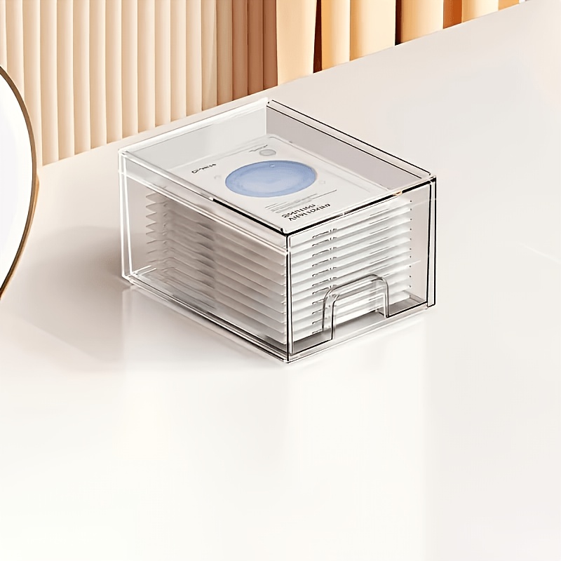 TEMU Acrylic Large Capacity Stackable Drawer Organizer - Makeup Storage Box, Transparent Plastic With Textured Design, Suitable For Bathroom, Office,
