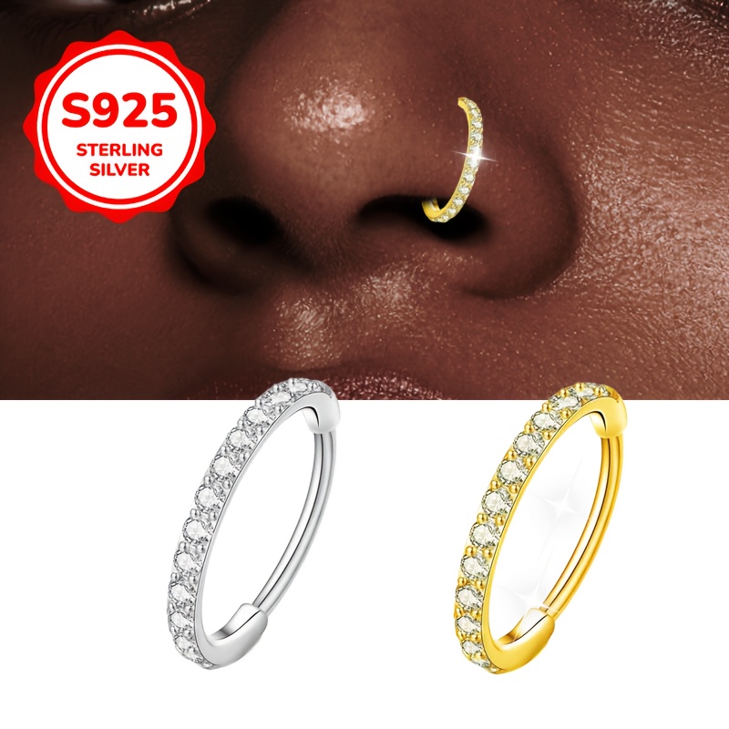 Women's Artificial Body Piercing Jewelry Set: One Nose Stud Nose Ring  Ear Stud for Ears and Noses, Featuring Inlaid Cubic Synthetic Zirconia 