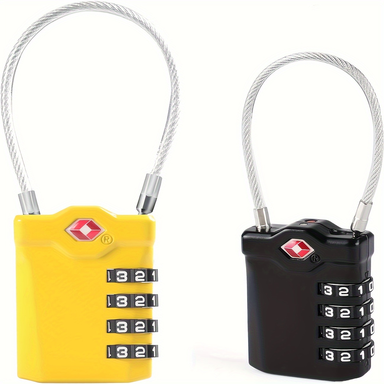 

Tsa Luggage Lock, 2 Pack, 4 Digit Combination Lock Security Padlock Travel Lock With 14cm Flexible Cable For Suitcases, Backpacks, School Or Gym Lockers And More.