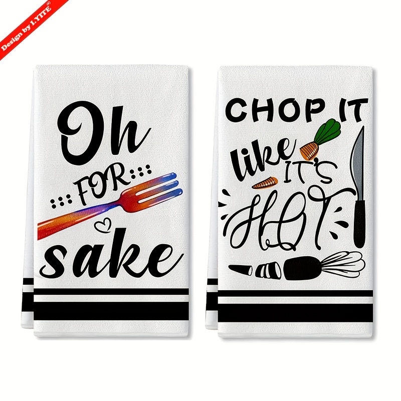 TEMU 2pcs Funny Dish Towels Egg Beater Rolling Pin Kitchen Towels - Dish Cloths And Towels With Humorous Sayings, Super Absorbent Drying, Cooking,