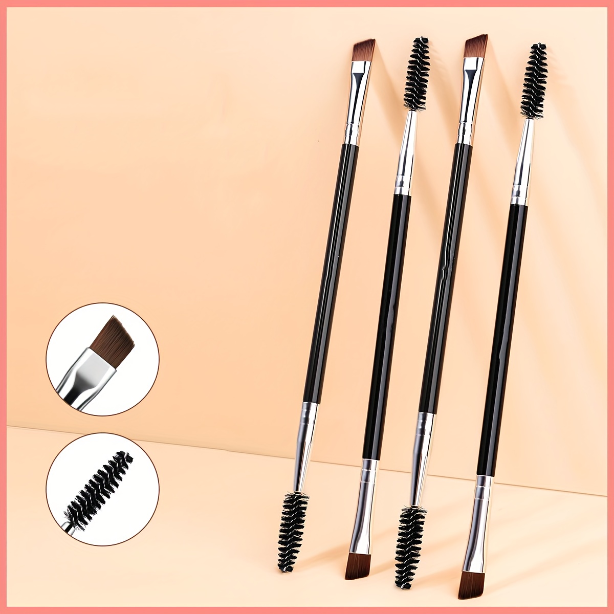

polyester Bristles" Professional Dual-ended Eyebrow & Lash Brush - Angled Brow Comb, Oil-free Polyester Bristles For All Skin Types