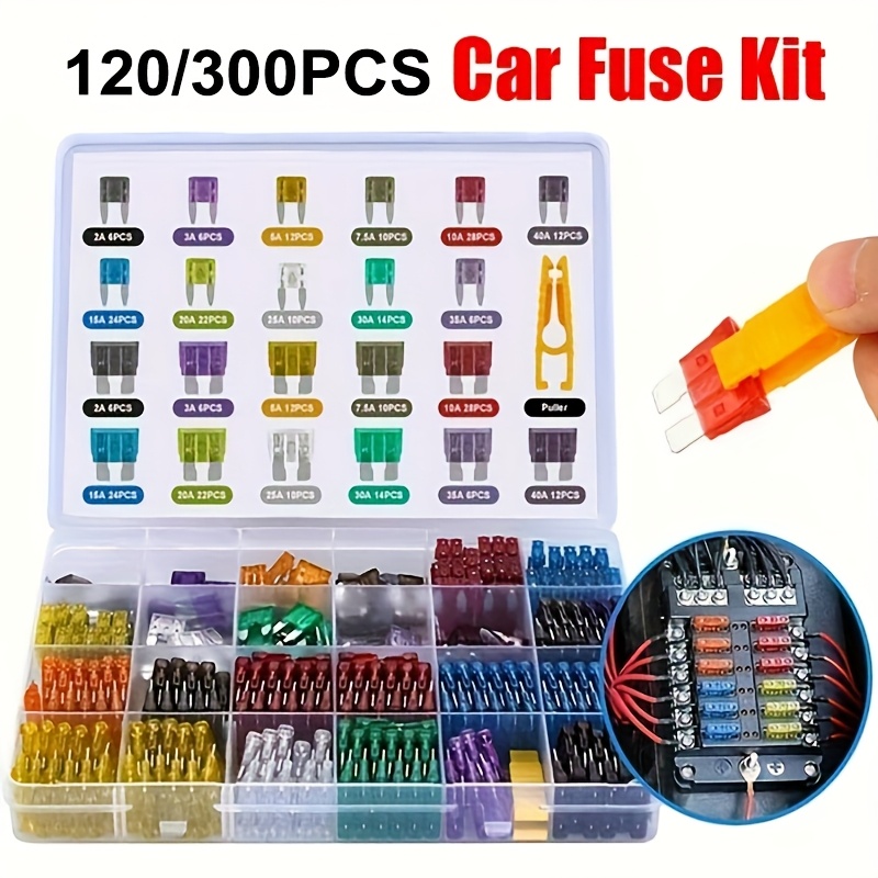 120/300 piezas, conjunto de fusibles para automóvil,   insertos de fusibles para lámpara de xenón y luces de pieza, accesorios para automóvil