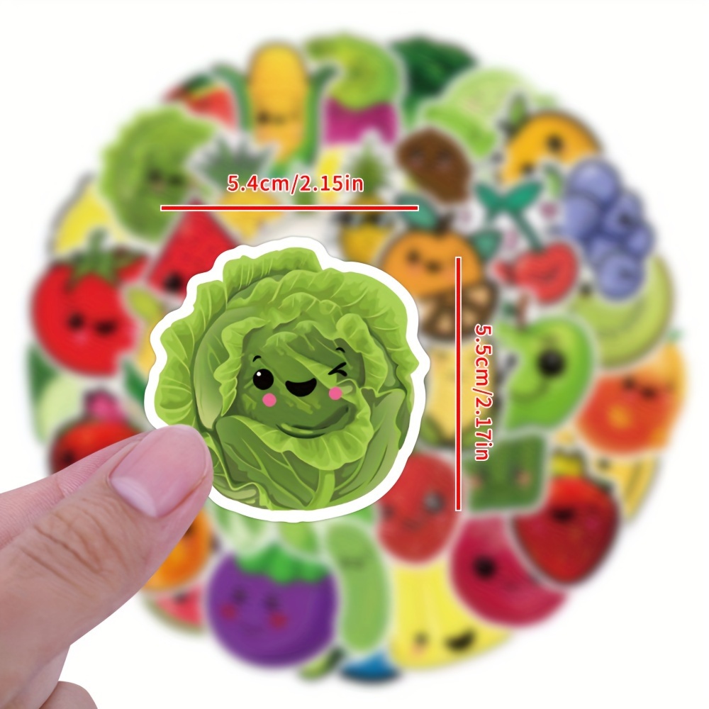 61pcs Fruit And Vegetable Collision Stickers, Cute Vinyl Waterproof ...