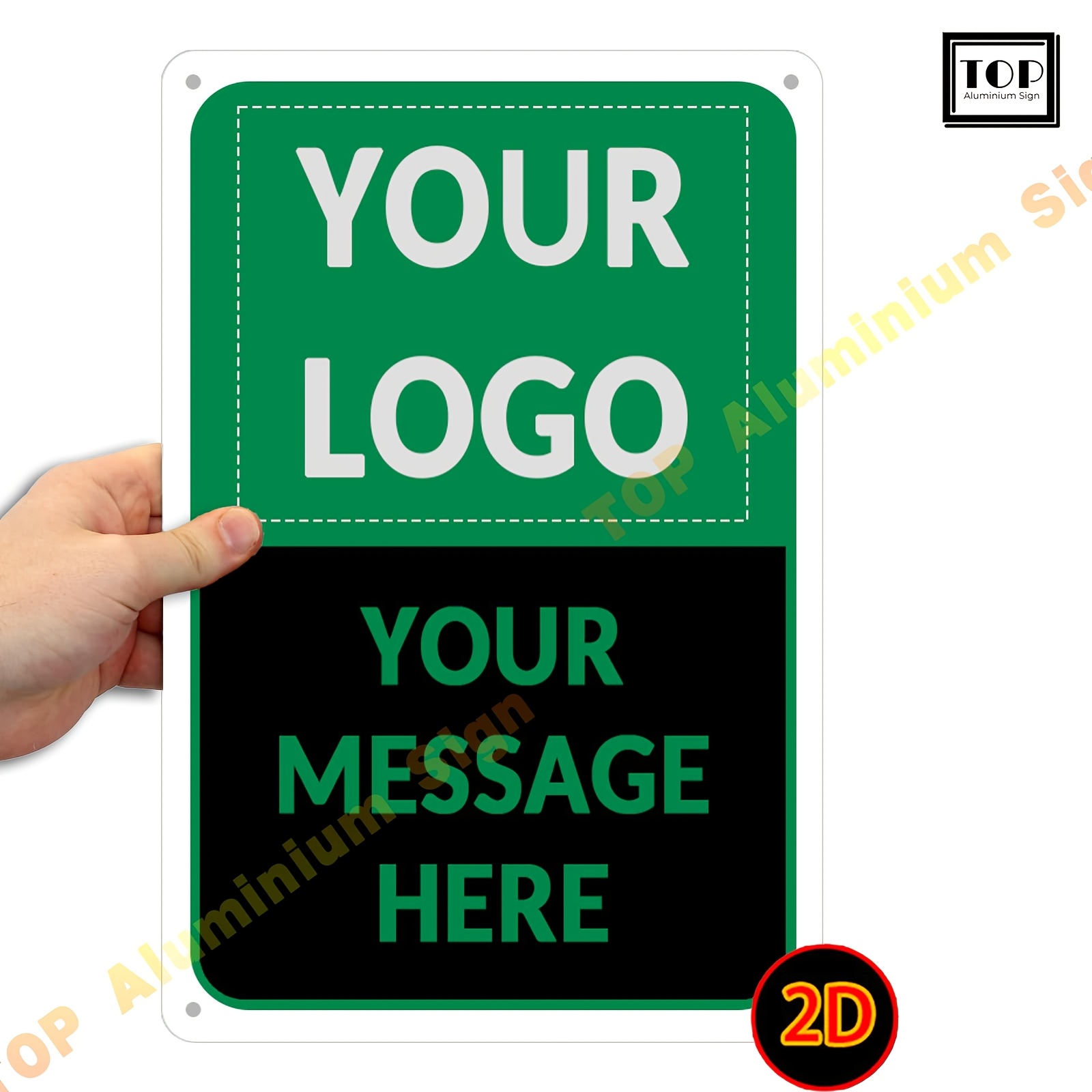 TEMU 2d Flat - 【2d Flat】 2d Flat - [2d Flat] 1pc 2d Aluminum Sign | 8x12 Inch Rust-resistant, Customizable With Logo And Text, Multiple Colors For