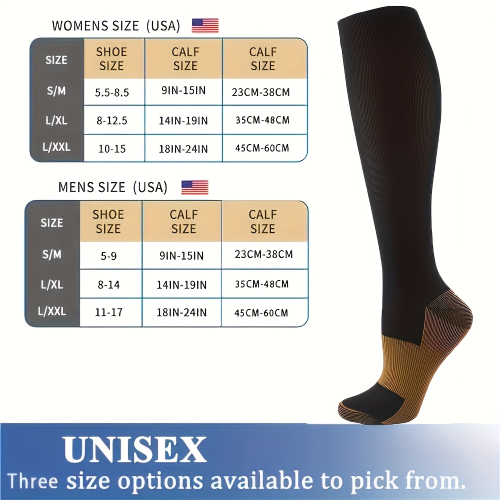 8 pairs copper compression stockings for men women circulating 10 20mm gallon knee high pressure stockings for nurses   women running hiking cycling nylon material machine washable   wear cycling gear functional design durable construction high quality stockings 3