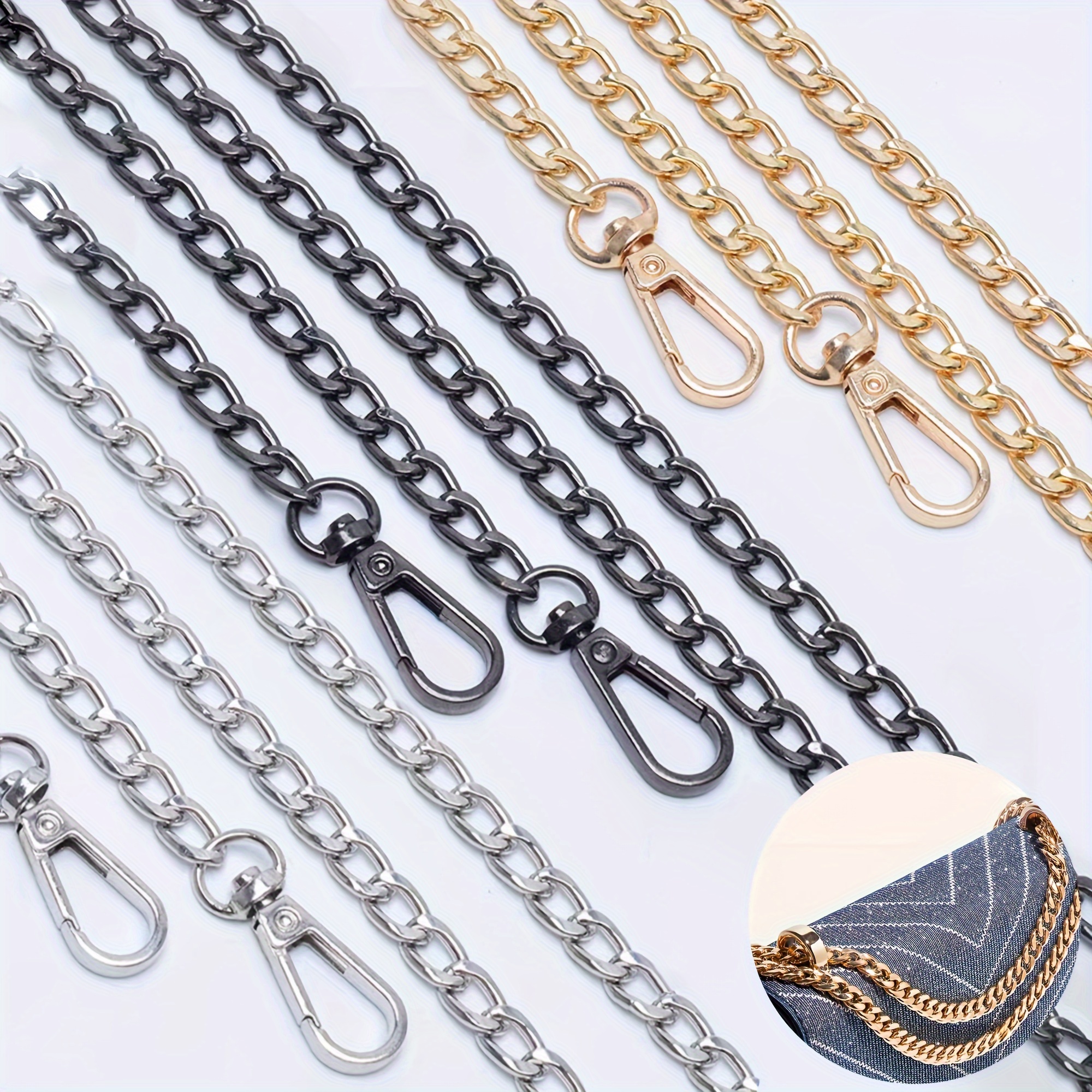 

Diy Aluminum Alloy Bag Chain Strap, 47.24in - Versatile Purse & Luggage Accessory For Crafting