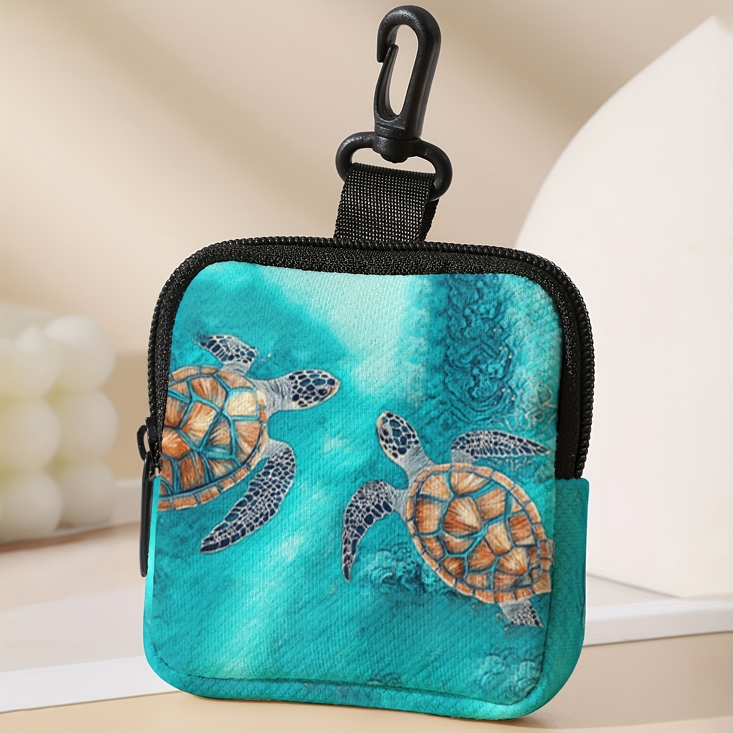 E-shop Schwimmende Schildkrötenmuster bedruckte multifunktionale Reißverschluss-Münzbörse, geeignet für Kleine Waren, Karten, Kopfhörer Lippenstift,