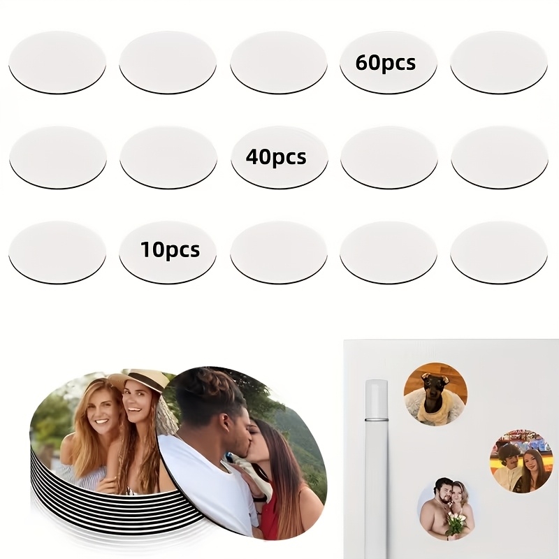 E-shop 60/40/10 Stück Kühlschrankmagnete mit individuellem Runddesign - Anpassbares Foto/Text/Muster/Logo - Personalisierte kreative
