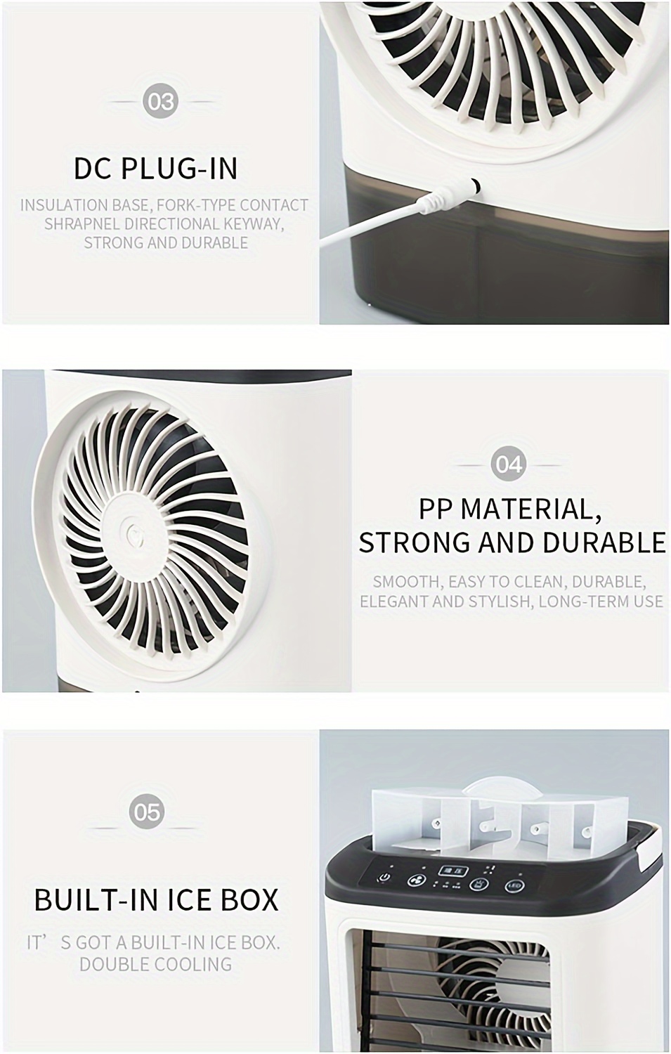 1pc Water-Cooled Portable Mini Air Conditioner, Summer Humidifying And Refrigerating Air Conditioner, Color-Changing Night Light, USB Super Large Water Tank, Vortex Supercharged Cooling Fan, Built-In Ice Box, Personal Home Use When Camping