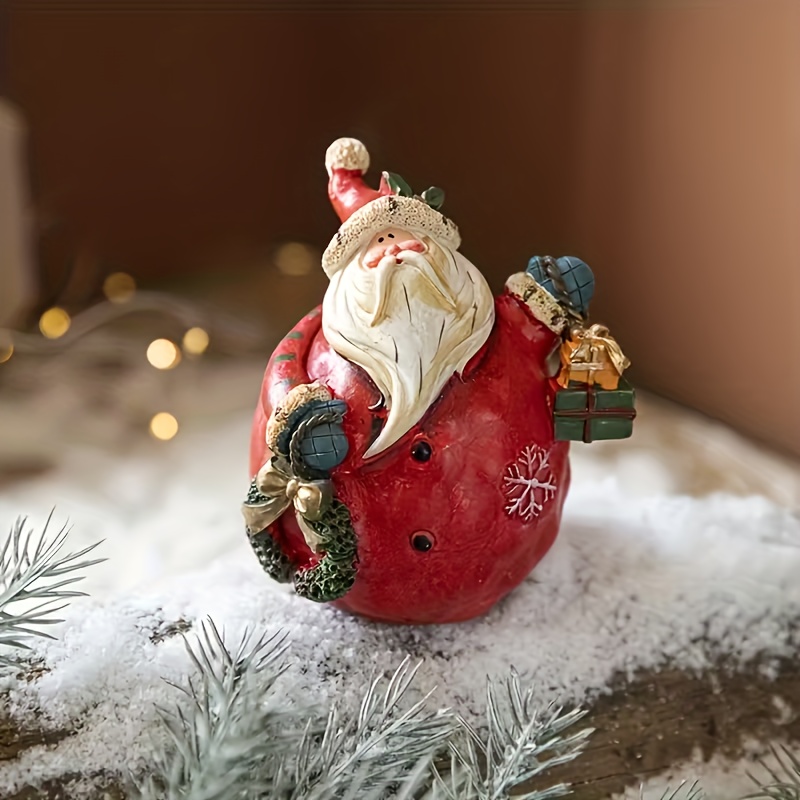 TEMU 1pc Pack Multi-holiday Resin Figurine - Santa Claus & Snowman Sculptures, Indoor/outdoor Christmas Decorations Suitable For Xmas, New Year,