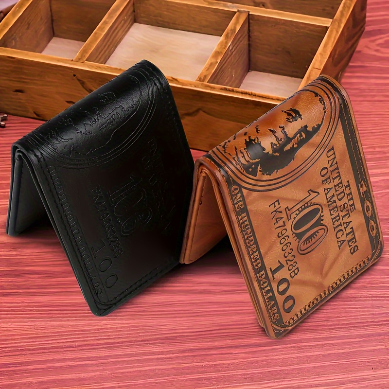 

Retro Style Pu Leather Wallet With Unique Dollar Bill Design, Multi-card Bifold Classic Short Wallet