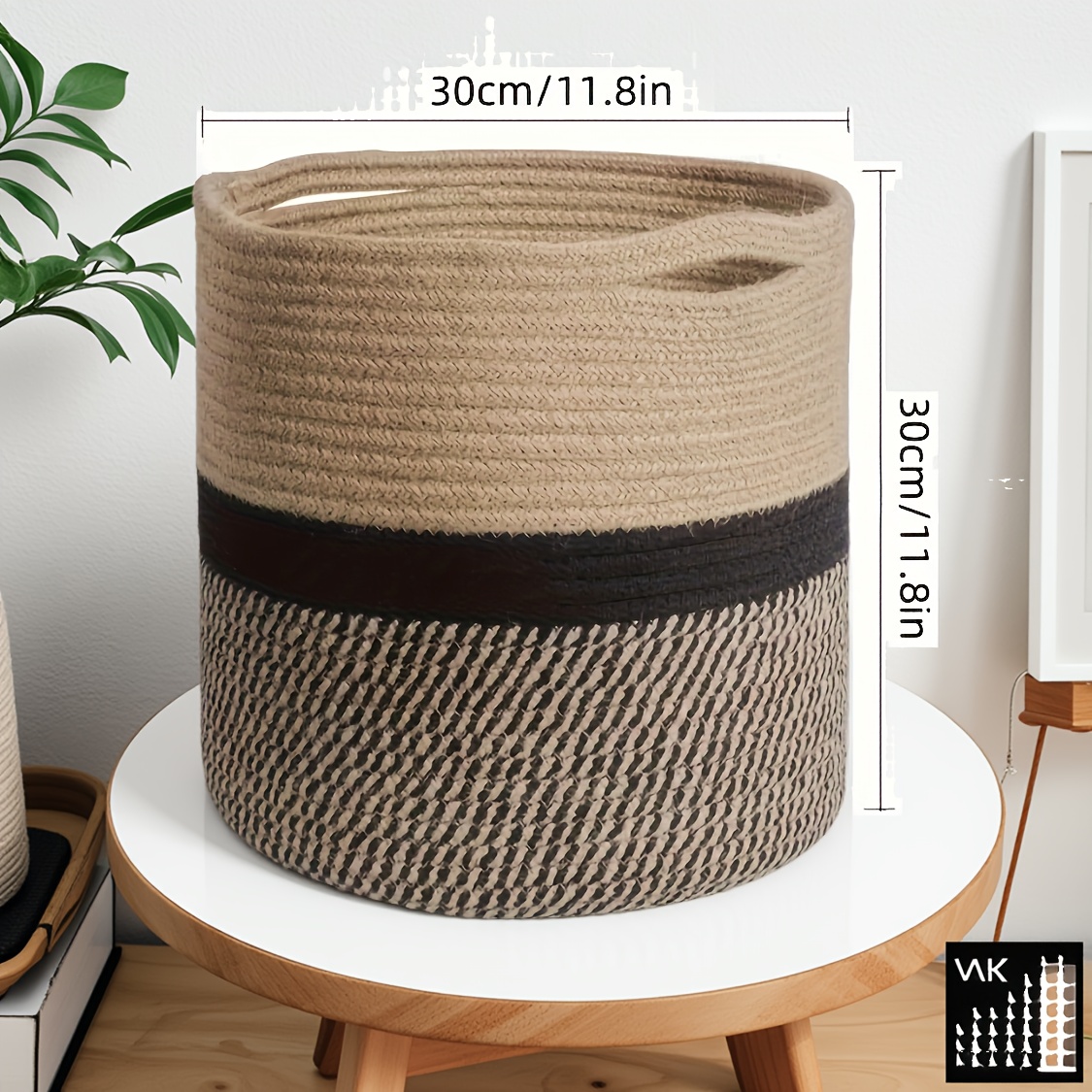 Large Storage Basket 11.8-inch Round Open-weave Storage Basket, Suitable For Clothes, Books And Plants. It Features A , Serving As Home And Garden Decorative Shelf Basket, Shelf Baskets
