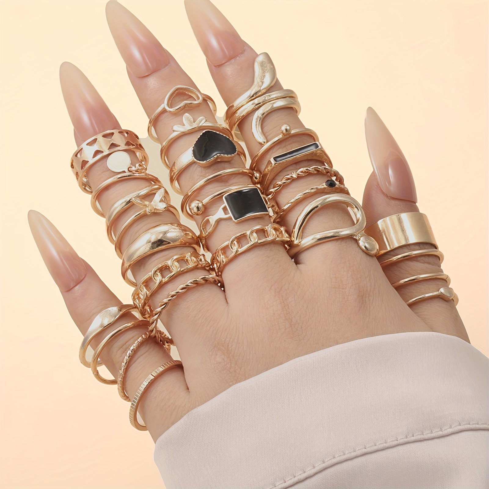 

27pcs Rings Set For Women Boho Stackable Joint Rings Butterfly Rings Vintage Open Adjustable Finger Rings Ring Set Jewelry