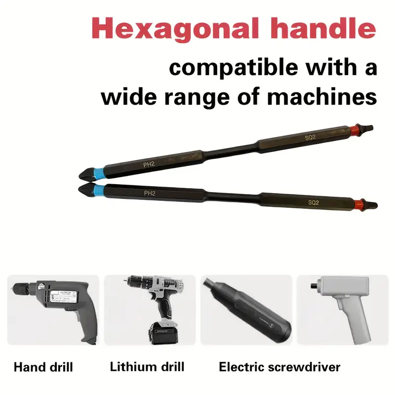 5pcs 6 inch magnetic screwdriver set s2 alloy steel double ph2 and sq2 high torque no battery required Product details 0