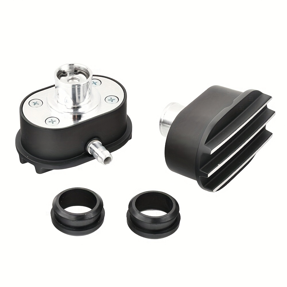 TEMU Set Of 2 Aluminum Finned Pcv Breather Combo Valve Covers-polished Black