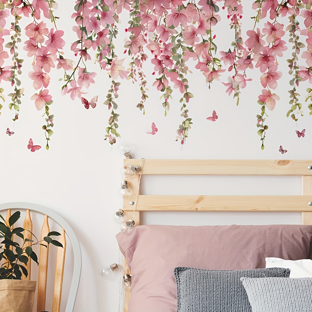 1pc Painted Flower Leaf Branch Entryway Living Room Home Background Decorative Wall Sticker Self-adhesive
