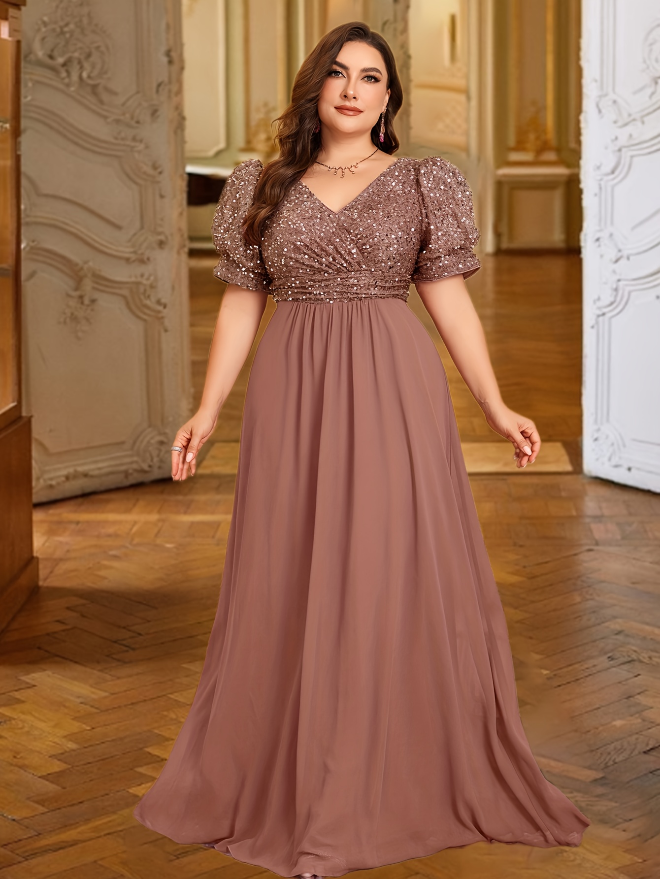 molly malloy evening dresses LONG SLEEVE CHIFFON A-LINE DRESS CDCD243