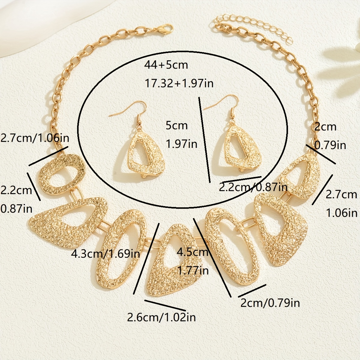Geometric Hollow Pendant Necklace Earrings Set