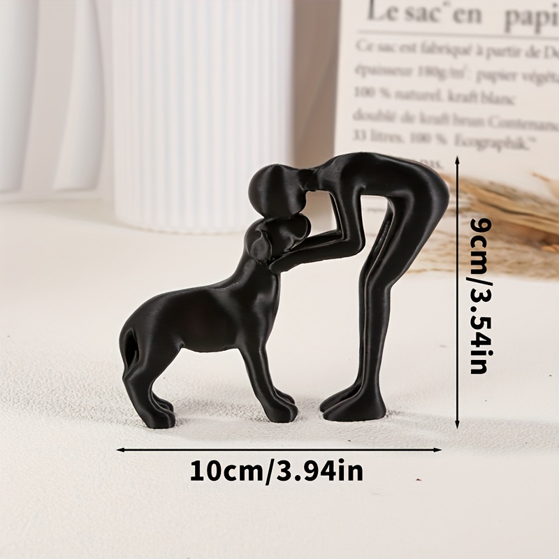 Collectible Figurines ,1pc Black & White Human & Dog Friendship Sculpture Statue - Modern Minimalist Pet Lover Gift, Hand-Like Figure & Sitting Puppy Figurine, Plastic Home/Office/Shelf Decor for Christmas, Hanukkah, Easter, Thanksgiving (No