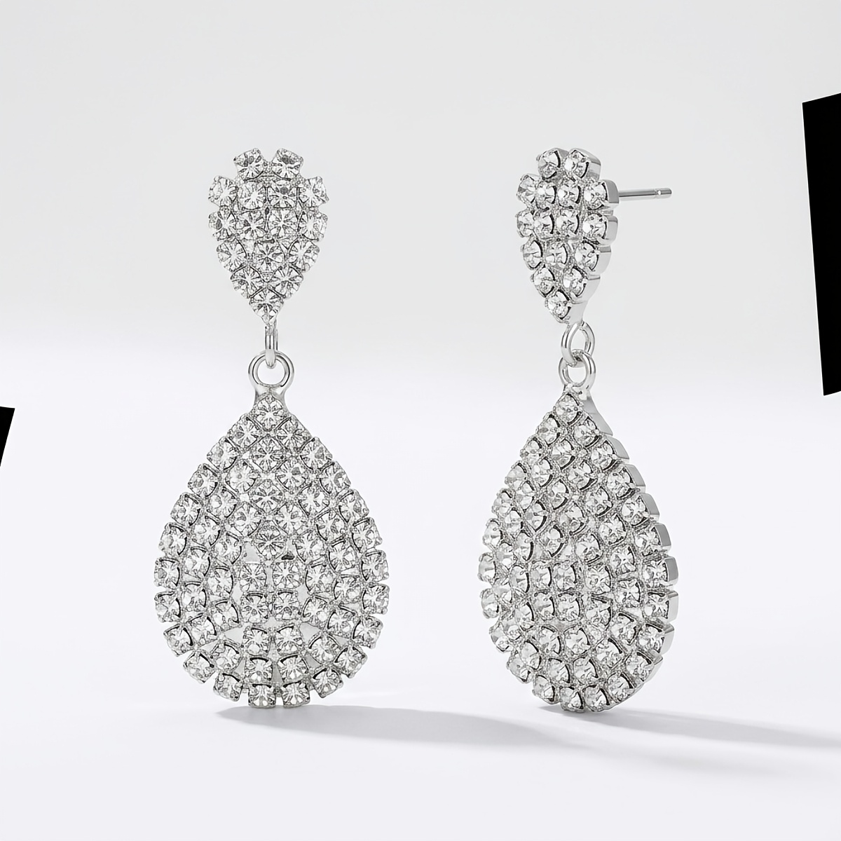 TEMU Boucles d'oreilles de mariée de luxe avec pendentif de , accessoires d'oreille de mariage en alliage de cuivre, bijoux de mariage élégants