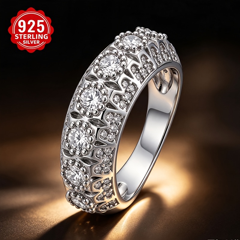 Image of 925 Sterling Silver Exquisite Ladies' Fashion Ring, Elegant And Fashionable, A High-end Ladies' Jewelry Ring With , Set With Integrated Cubic Zirconia, Suitable For Vacation Trips, Daily Wear