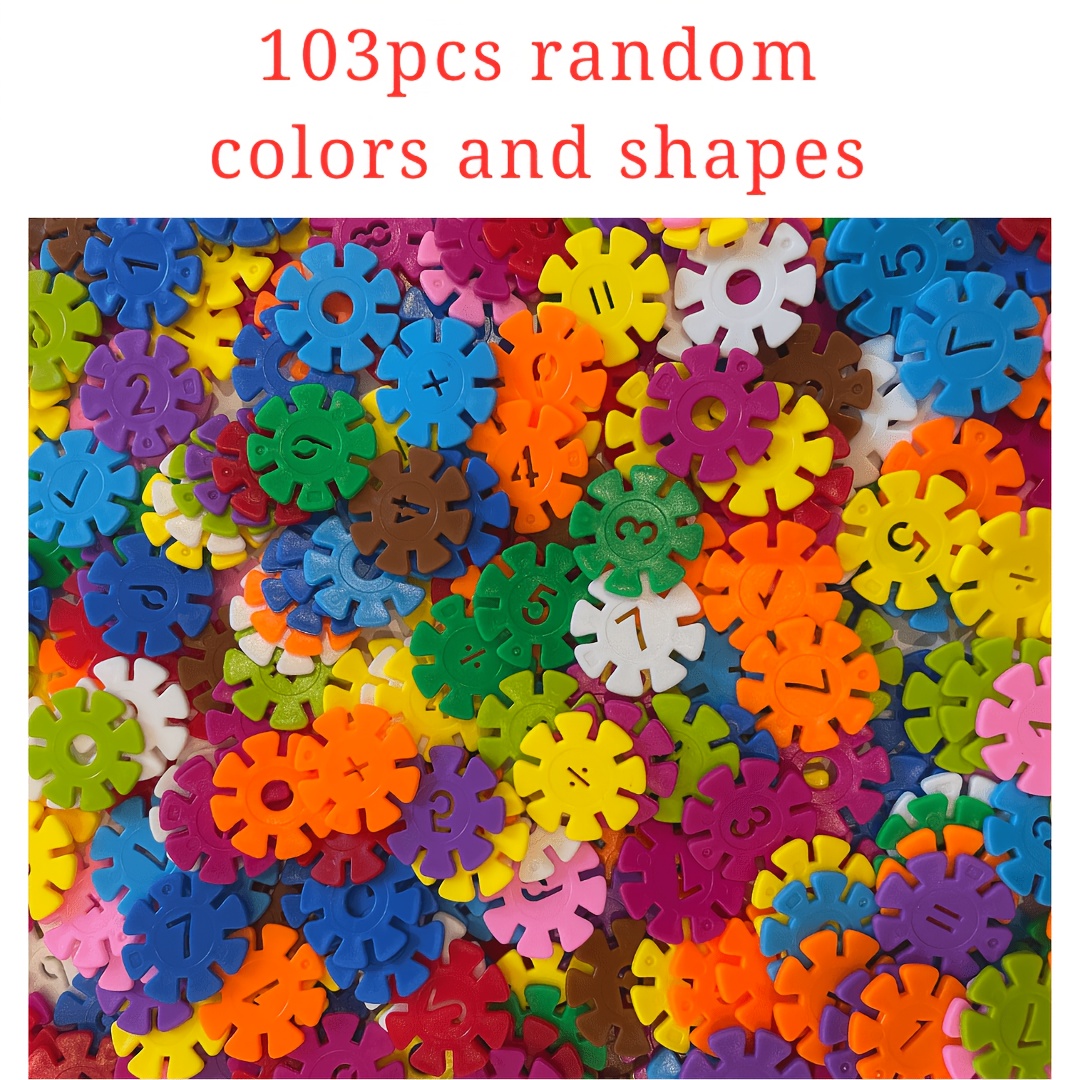 103pcs Random Stem Circular Number Building Blocks Educational Toy, Problem- Skills, Hand-eye Coordination & Early Math (random Color, Random Pattern)