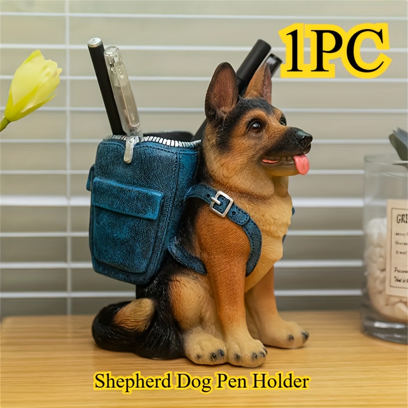 

Shepherd Dog Pencil Holder - Abs Resin Desk Organizer, Home Office