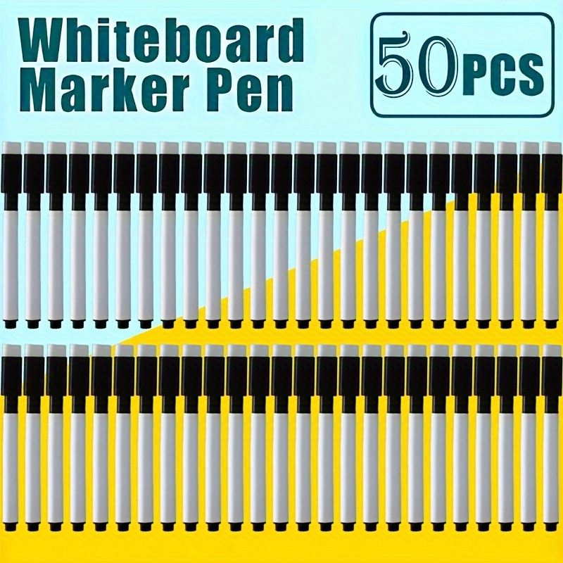 

50/100pcs Erasable Whiteboard Pen, High-quality Black Whiteboard Pen, Office Teaching Whiteboard Pen With Brush