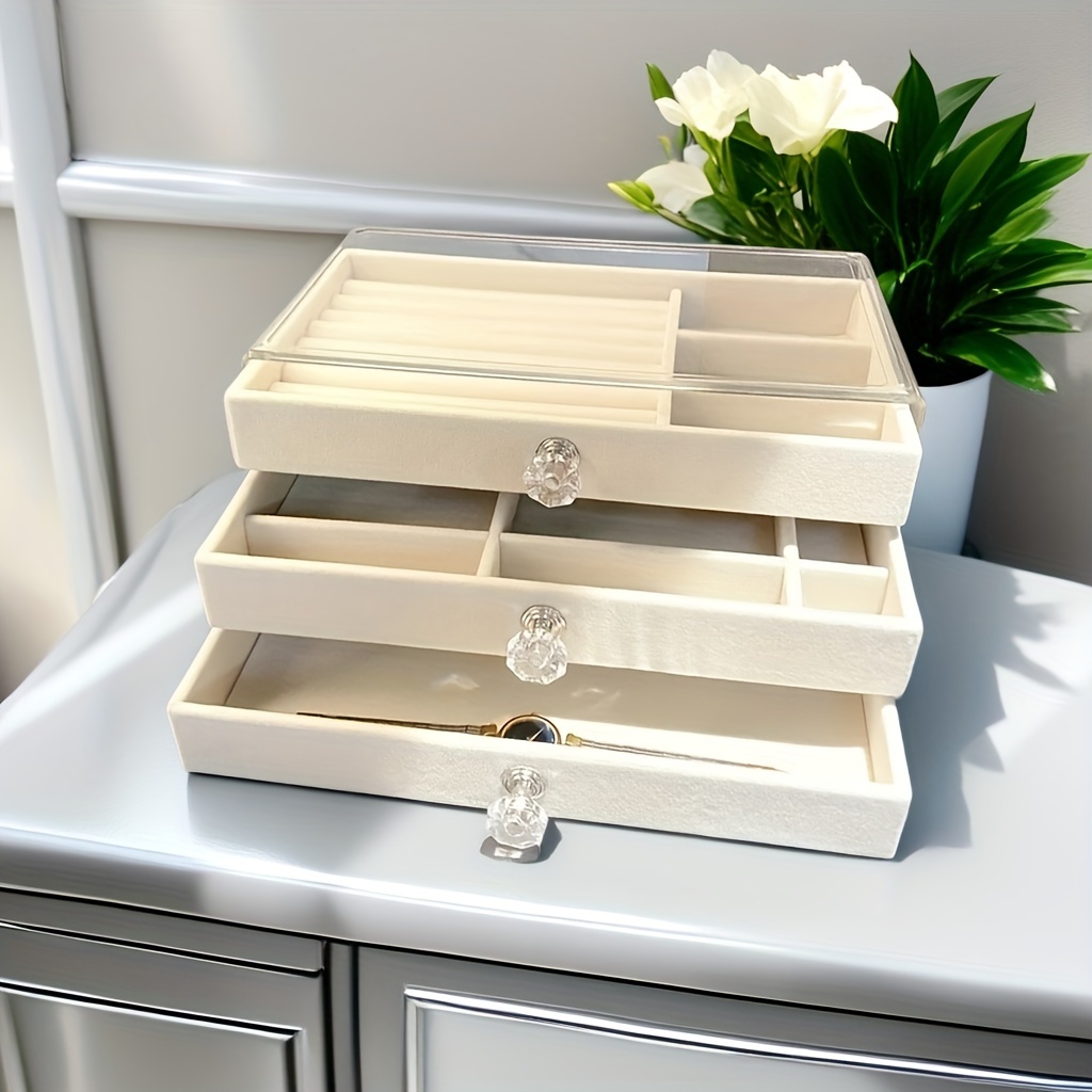 

-lined Jewelry Organizer Drawers - Large , Portable Storage For Rings, Necklaces, & Watches - - Display Case