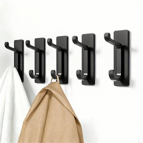5pcs self hooks hooks to 6kg heavy duty wall door bar for bathroom shower kitchen towel coat hat wallet black