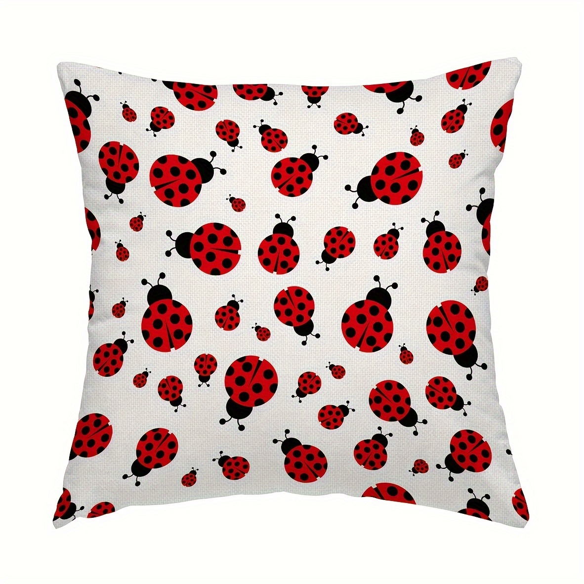 

1pc Ladybug Throw Pillow Cover, Decorative Pillow Case Home Decor Square 18*18 Inches Pillowcase, For Room, Sofa, Chair, Soft Plush Pillowcase
