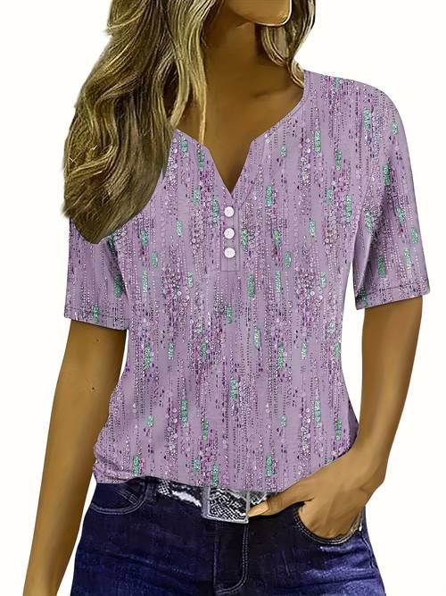 item picture spring summer fashion new womens floral print v neck short sleeve button t shirt base layer