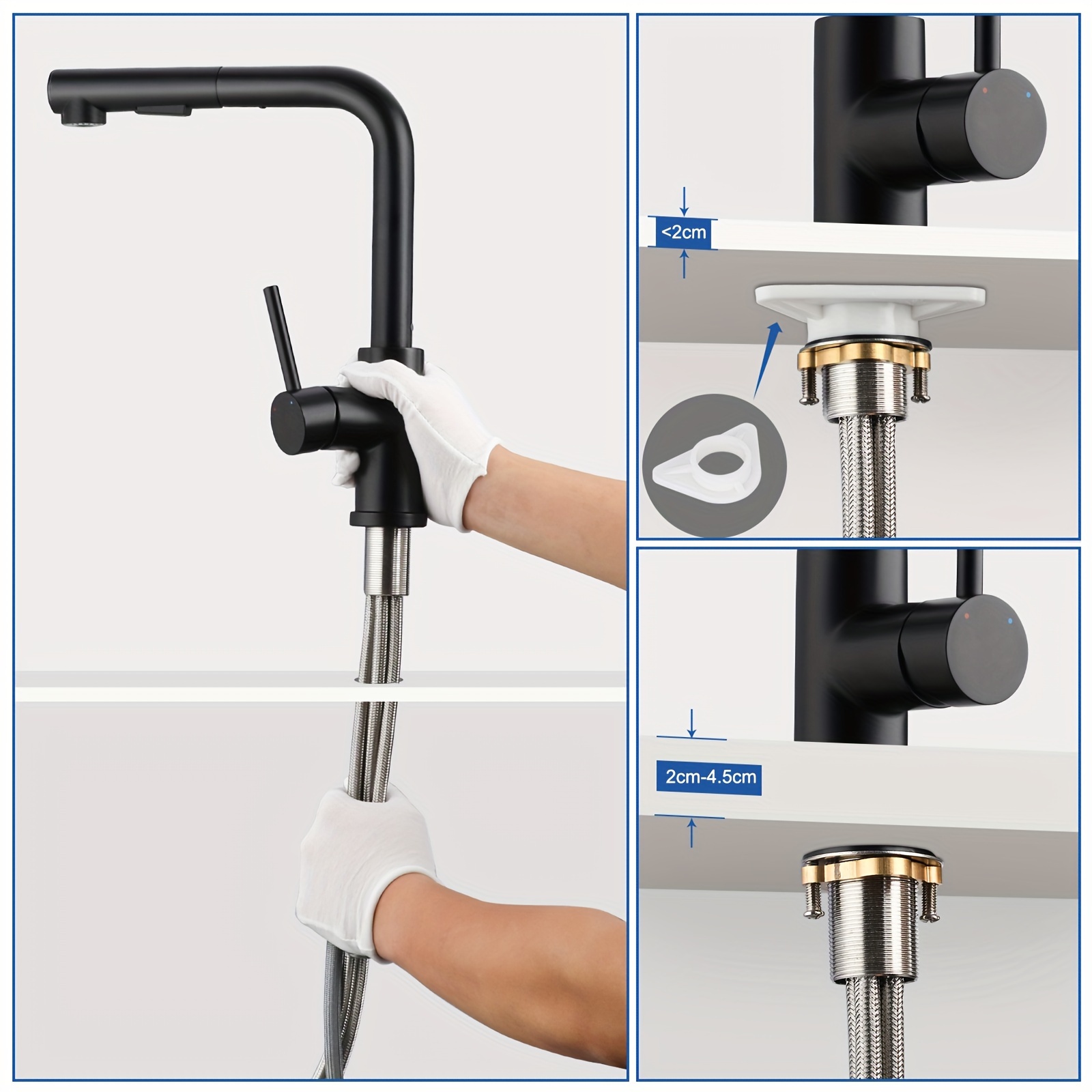 Rubinetto Cucina Estraibile TIMACO - Alta Pressione, 360°, Acciaio Inox 304, Nichel Spazzolato - Foto 4