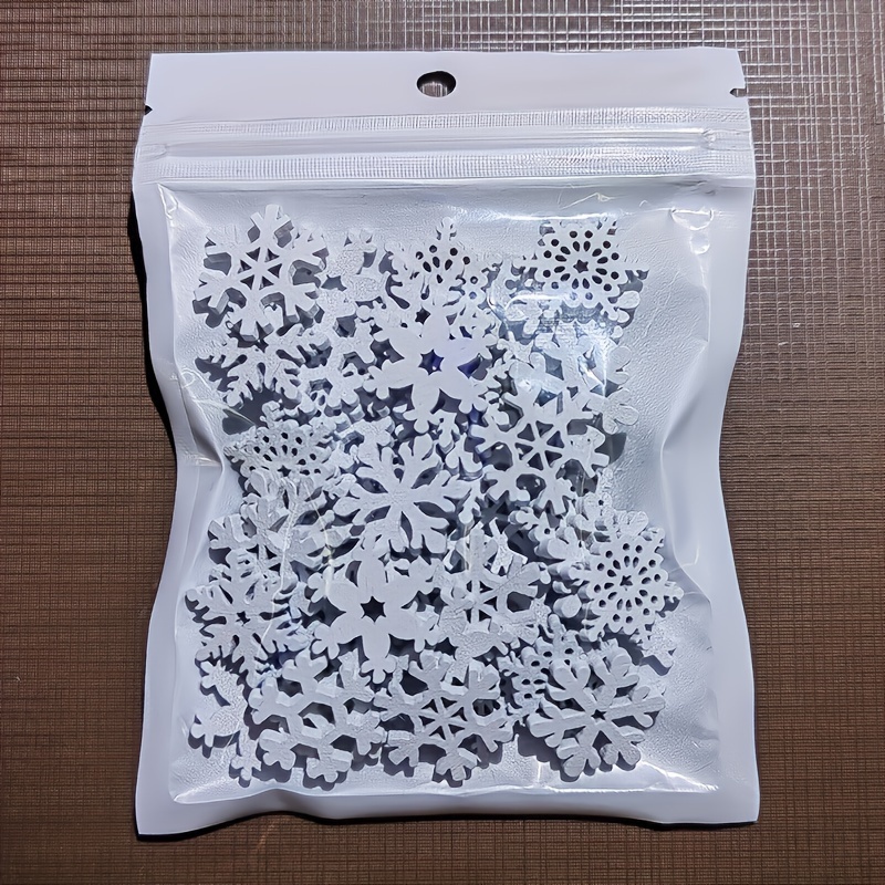

50pcs Mixed White Wooden Ornaments - Christmas & Holiday Decorations, Home, Office, And Theme Parties