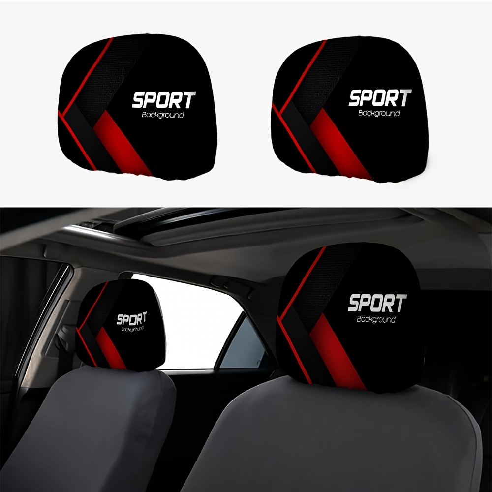 TEMU 2pcs Carbon Fiber Car Headrest Covers Fit Suitable For Most Vehicles, Red/black Headrest Protectors With & Clean, No Filling, Suitable For Long