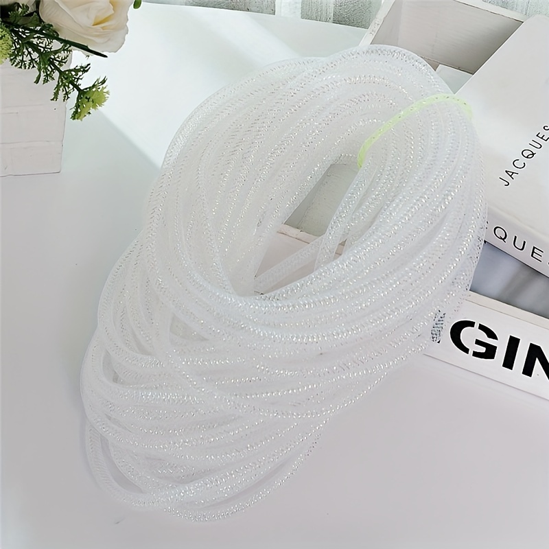 Image of 25 Yards Mesh Tube Ribbon For Hair Shoes Bags Costume Diy Crafts Decor Holographic