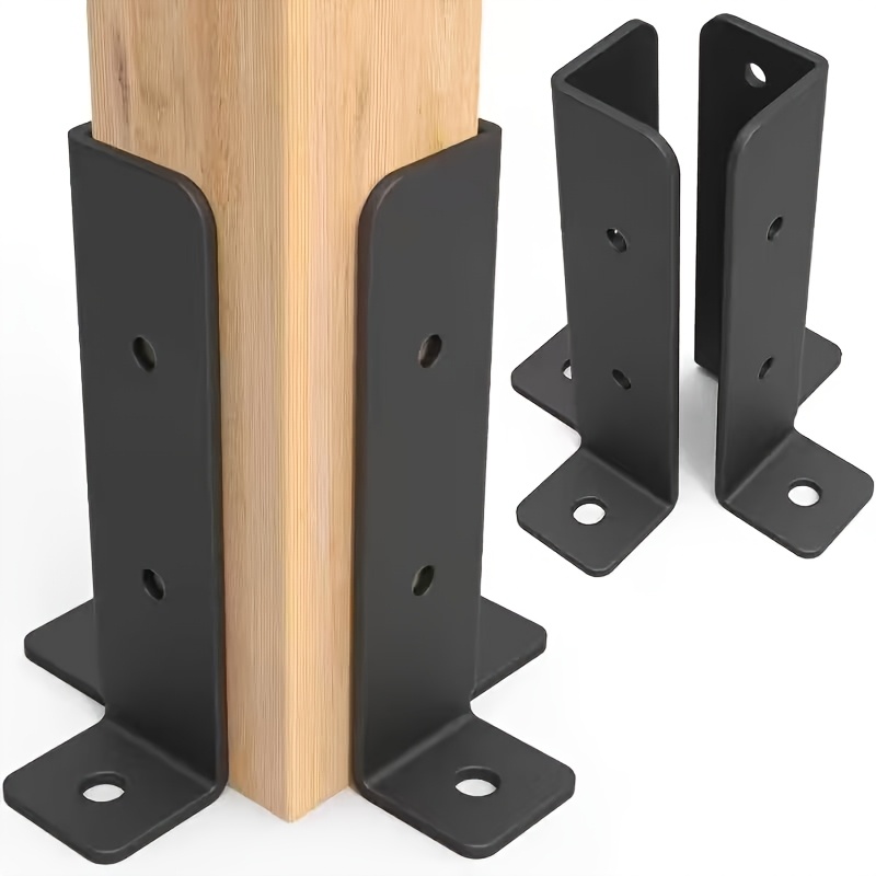 adjustable deck post   bracket set of 2 suitable for 1 5x1 5 2x2 4 inches 10 16x10 16cm heavy duty metal support for wooden fence and gazebo pole installation   space saving design   support compact mounting