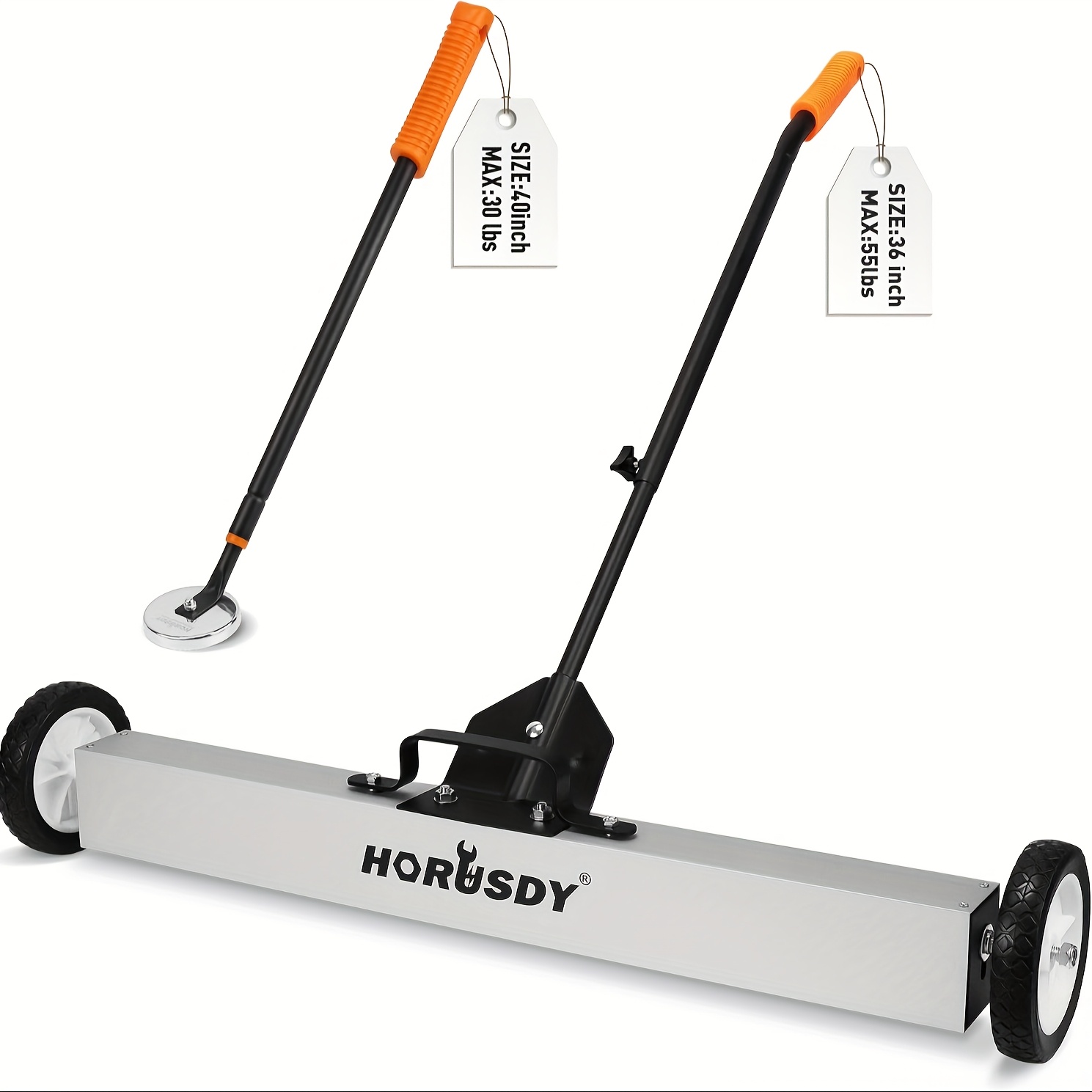 TEMU Horusdy 17-inch/18-inch/35-inch Rolling Magnetic Sweeper With Wheels | Adjustable Handle | Capacity Heavy-duty Magnet For Picking Up Nails