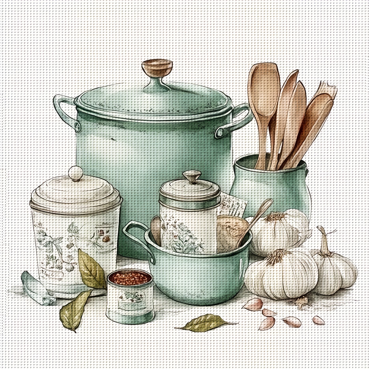 TEMU Jozysh, 40x40cm/15.7x15.7inch, Diy Stitch Kit, Embroidery Crafts Set, Kitchen Utensils, Patterned Printed Stitch Kit, Random Thread Board Stitch
