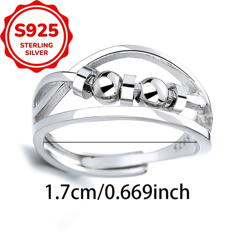 Women's S925 Silver Double Layer Cross Entanglement Open Ring