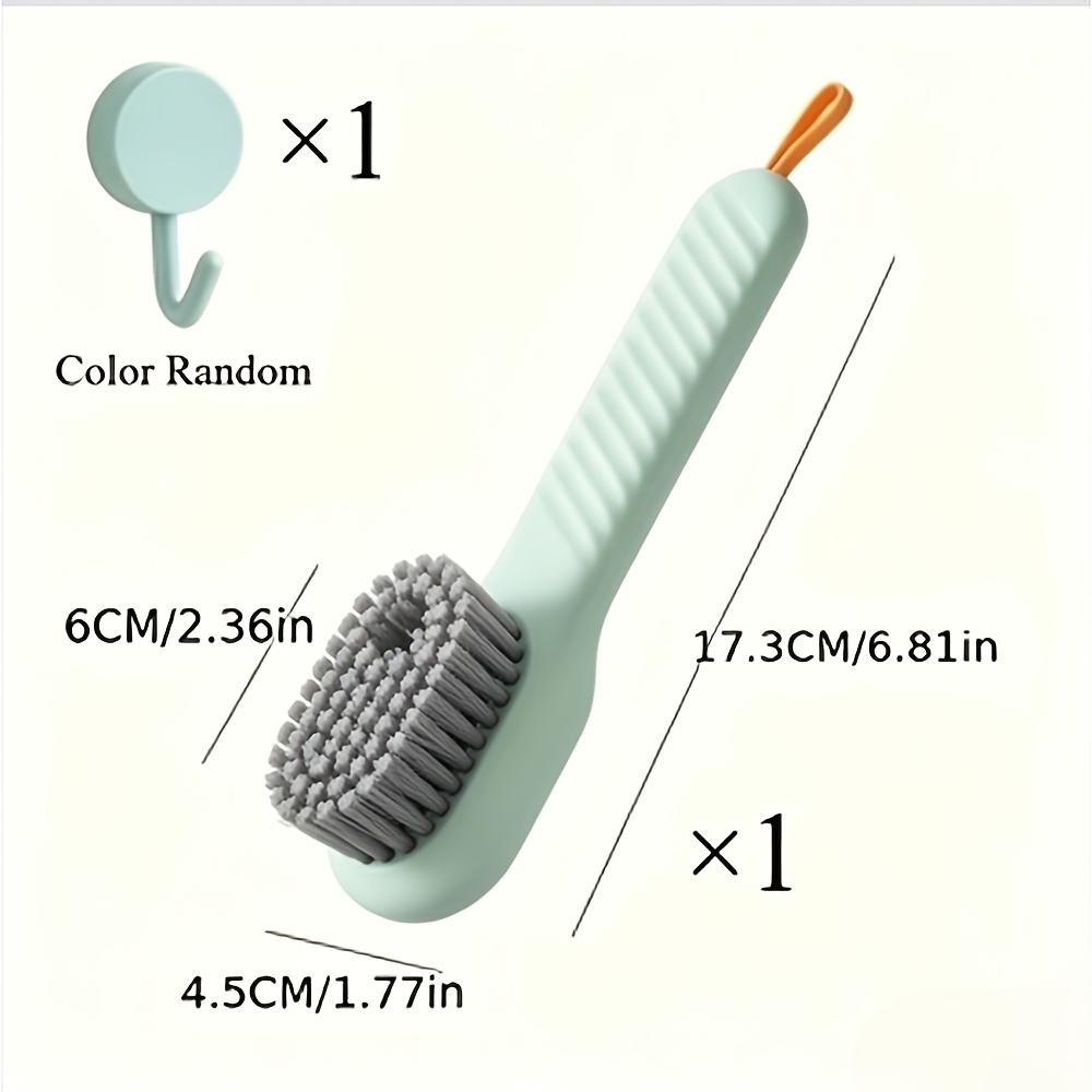 TEMU Multi-functional Liquid Shoe Brush, 1 Brush + Waterproof Hook, Random Color, Household Press-type Liquid Dispensing Shoe Brush, Shoe -type Soft