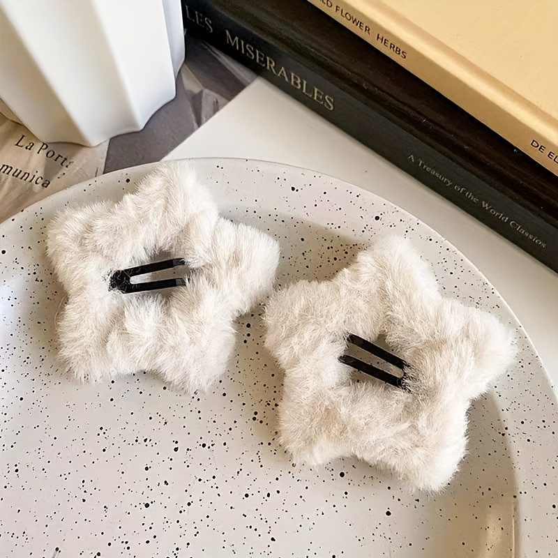 2pcs Fashion Plush Star Hairpins For Women Party Hair Additions
