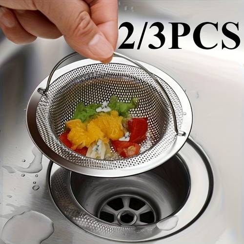 2 3pcs stainless steel drain stopper hair catcher with anti slip handle shower sink filter effortlessly prevents clogs blockages durable and for kitchen bathroom